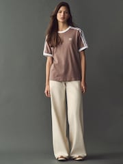 adidas originals Brown 3 Stripe T-Shirt - Image 2 of 11