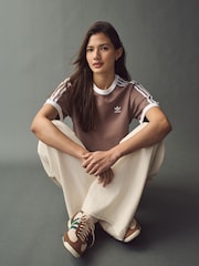 adidas originals Brown 3 Stripe T-Shirt - Image 3 of 11