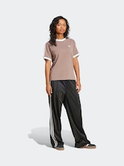 adidas originals Brown 3 Stripe T-Shirt - Image 8 of 11