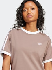adidas originals Brown 3 Stripe T-Shirt - Image 9 of 11