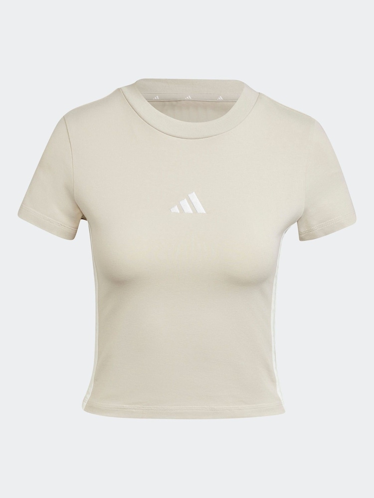 adidas Grey Baby 3-Stripes T-Shirt - Image 5 of 5