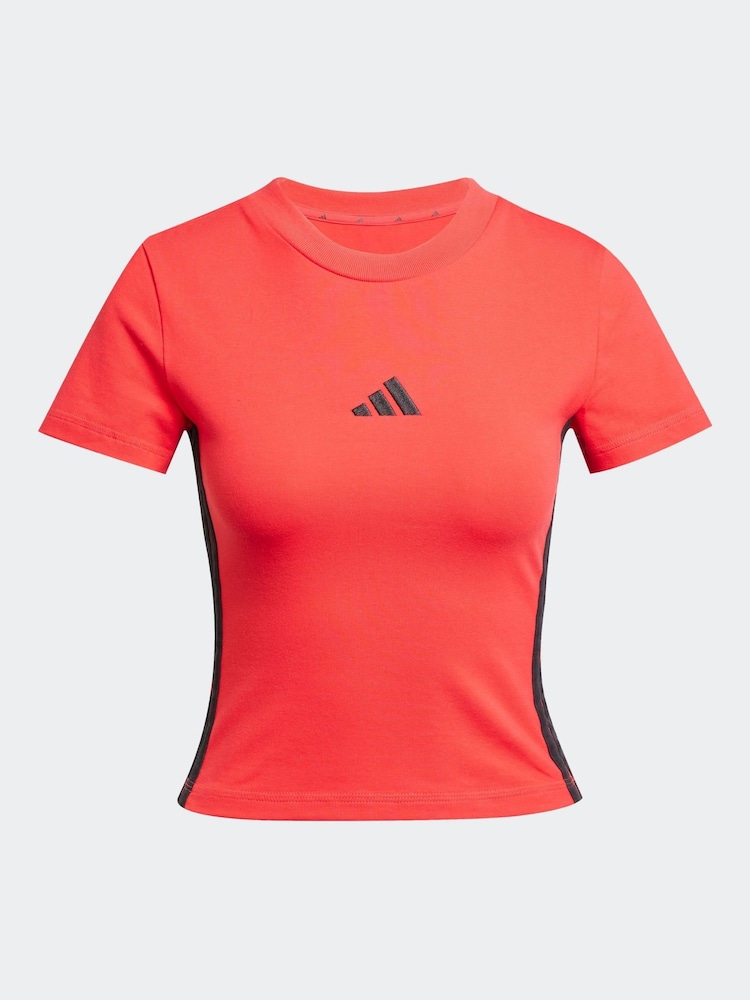 adidas Red Baby 3-Stripes T-Shirt - Image 11 of 11