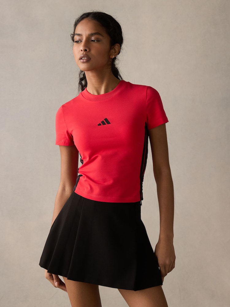 adidas Red Baby 3-Stripes T-Shirt - Image 2 of 11