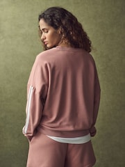 adidas Pink 3-Stripes French Terry Sweatshirt - Image 3 of 9