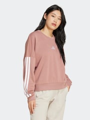 adidas Pink 3-Stripes French Terry Sweatshirt - Image 6 of 9
