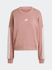 adidas Pink 3-Stripes French Terry Sweatshirt - Image 9 of 9