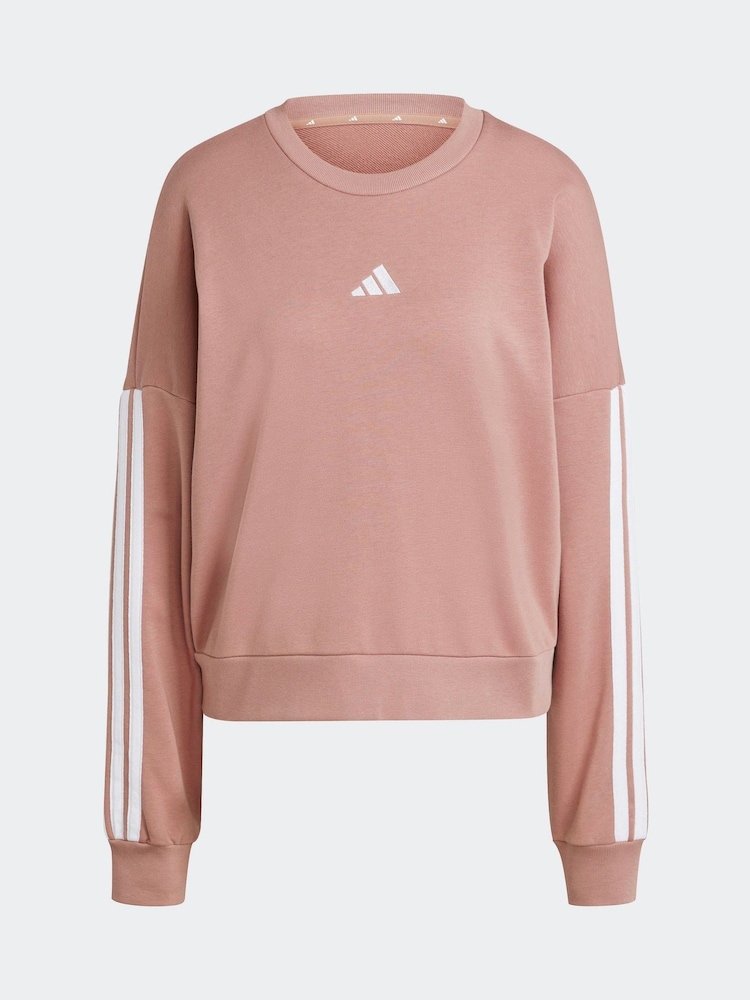 adidas Pink 3-Stripes French Terry Sweatshirt - Image 9 of 9