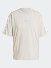 adidas Grey Boyfriend 3-Stripes 100% Cotton T-Shirt - Image 10 of 10
