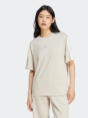 adidas Grey Boyfriend 3-Stripes 100% Cotton T-Shirt - Image 5 of 10