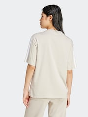 adidas Grey Boyfriend 3-Stripes 100% Cotton T-Shirt - Image 6 of 10