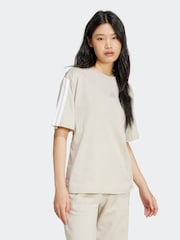 adidas Grey Boyfriend 3-Stripes 100% Cotton T-Shirt - Image 7 of 10