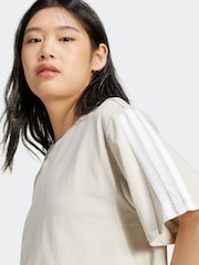 adidas Grey Boyfriend 3-Stripes 100% Cotton T-Shirt - Image 8 of 10