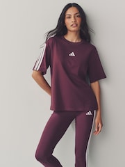 adidas Red Boyfriend 3-Stripes 100% Cotton T-Shirt - Image 1 of 6
