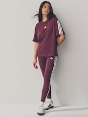 adidas Red Boyfriend 3-Stripes 100% Cotton T-Shirt - Image 2 of 6