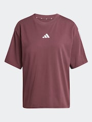 adidas Red Boyfriend 3-Stripes 100% Cotton T-Shirt - Image 6 of 6