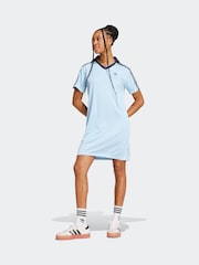 adidas Originals Blue V-Neck Short Sleeve Dress - Image 1 of 6