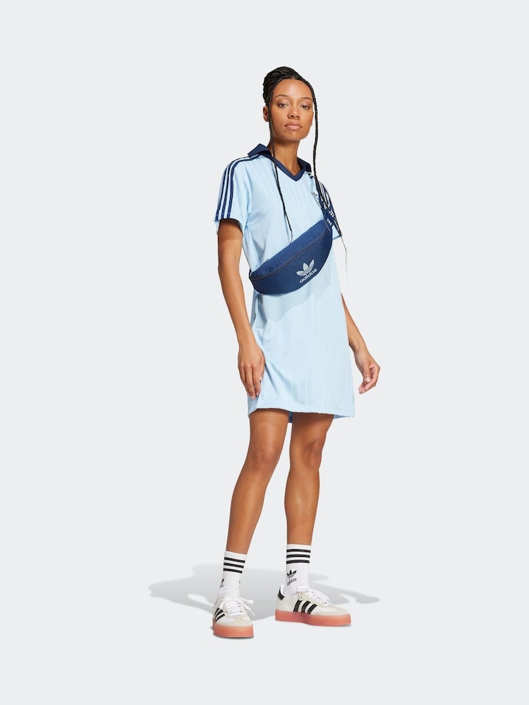 adidas Originals Blue V-Neck Short Sleeve Dress - Image 4 of 6