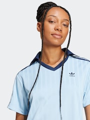 adidas Originals Blue V-Neck Short Sleeve Dress - Image 5 of 6