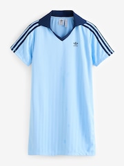 adidas Originals Blue V-Neck Short Sleeve Dress - Image 6 of 6