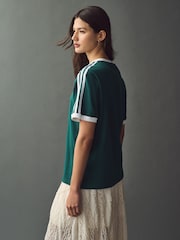 adidas originals Green 3 Stripe T-Shirt - Image 2 of 9