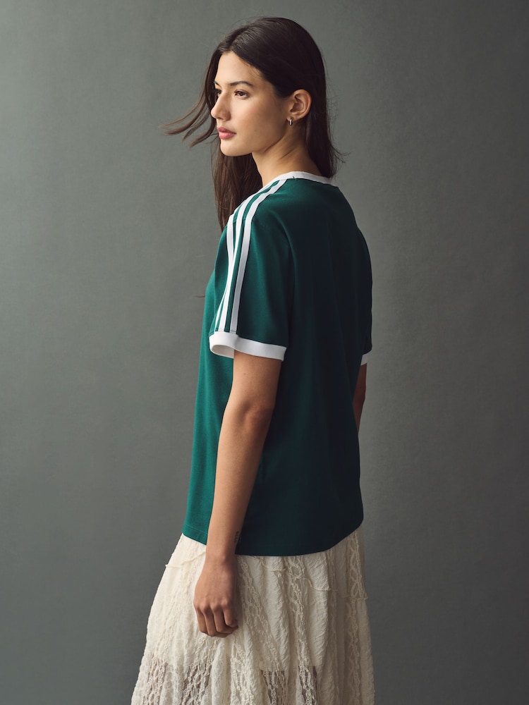 adidas originals Green 3 Stripe T-Shirt - Image 2 of 9