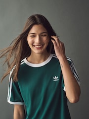 adidas originals Green 3 Stripe T-Shirt - Image 3 of 9
