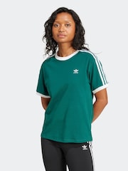 adidas originals Green 3 Stripe T-Shirt - Image 4 of 9