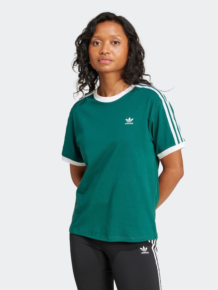 adidas originals Green 3 Stripe T-Shirt - Image 4 of 9