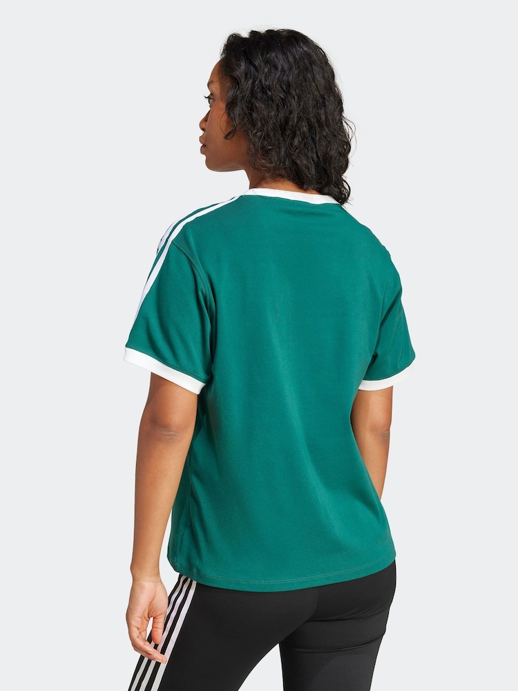 adidas originals Green 3 Stripe T-Shirt - Image 5 of 9