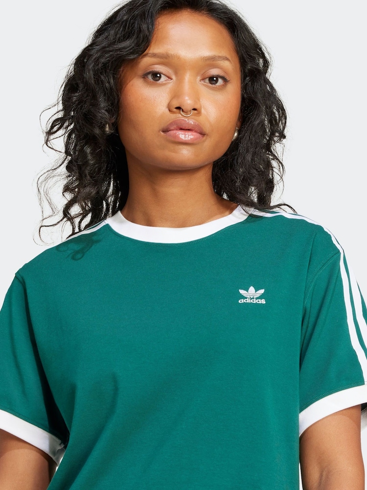 adidas originals Green 3 Stripe T-Shirt - Image 7 of 9