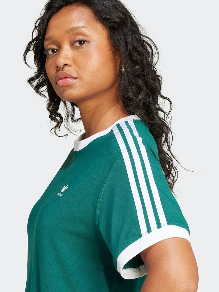 adidas originals Green 3 Stripe T-Shirt - Image 8 of 9