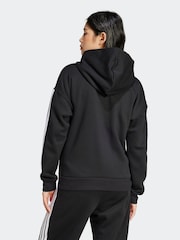 adidas Black Essentials 3-Stripes Full Zip Fleece Hoodie - Image 2 of 6