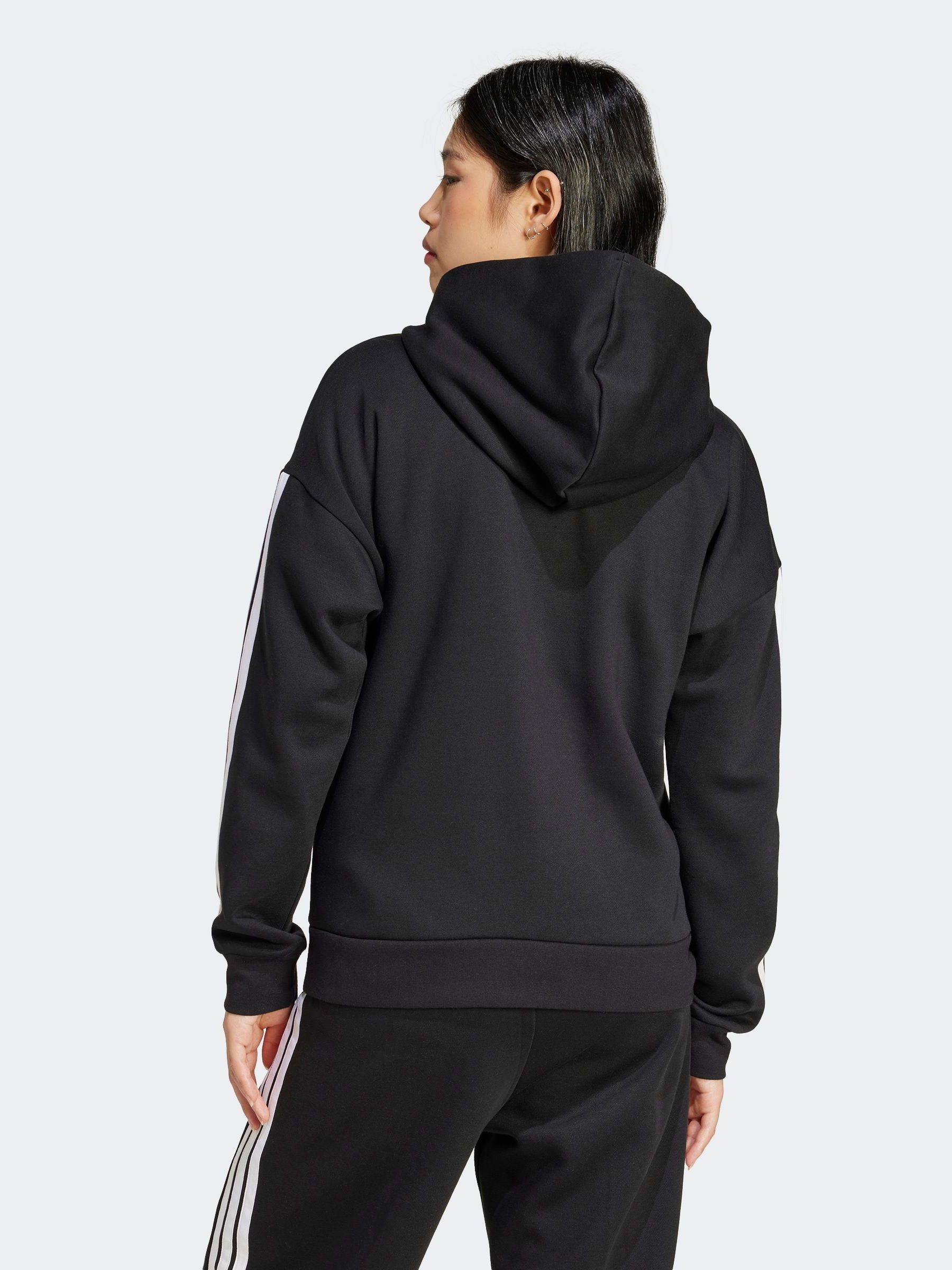 Buy adidas Black Essentials 3-Stripes Full Zip Fleece Hoodie from