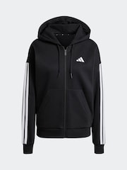 adidas Black Essentials 3-Stripes Full Zip Fleece Hoodie - Image 6 of 6