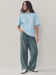 adidas Blue Boyfriend 3-Stripes 100% Cotton T-Shirt - Image 2 of 7