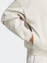 adidas Grey Small Logo Fleece Bomber Jacket - Image 10 of 12