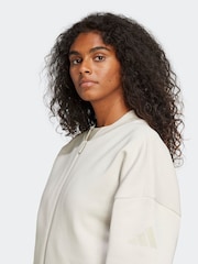 adidas Grey Small Logo Fleece Bomber Jacket - Image 11 of 12