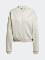 adidas Grey Small Logo Fleece Bomber Jacket - Image 12 of 12