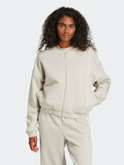 adidas Grey Small Logo Fleece Bomber Jacket - Image 3 of 12