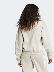 adidas Grey Small Logo Fleece Bomber Jacket - Image 7 of 12