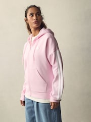 adidas Pink Essentials 3-Stripes Full Zip Fleece Hoodie - Image 1 of 10