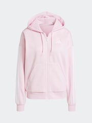 adidas Pink Essentials 3-Stripes Full Zip Fleece Hoodie - Image 10 of 10