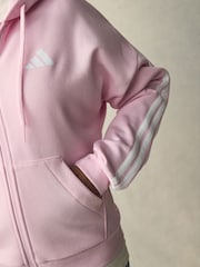adidas Pink Essentials 3-Stripes Full Zip Fleece Hoodie - Image 4 of 10