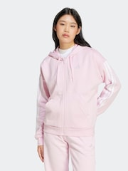 adidas Pink Essentials 3-Stripes Full Zip Fleece Hoodie - Image 5 of 10