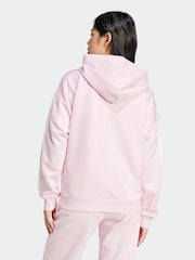 adidas Pink Essentials 3-Stripes Full Zip Fleece Hoodie - Image 6 of 10