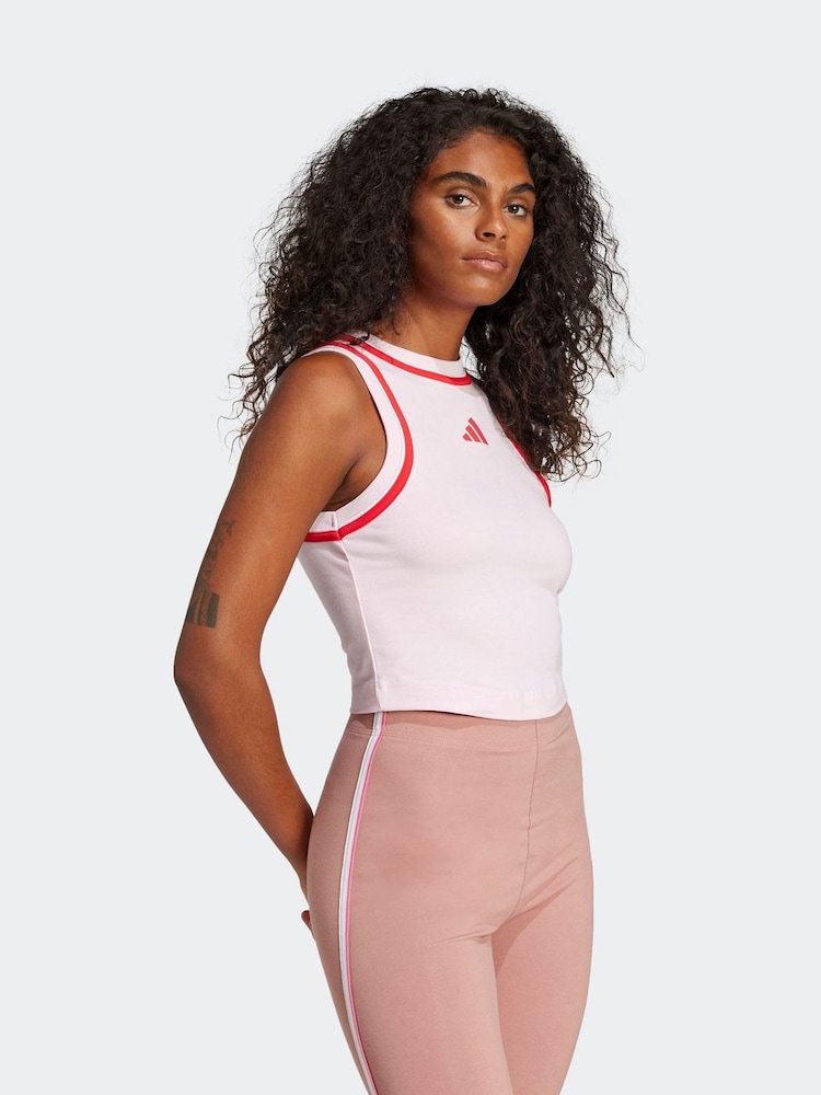 adidas Pink Light Colourblock Crop Vest - Image 3 of 6