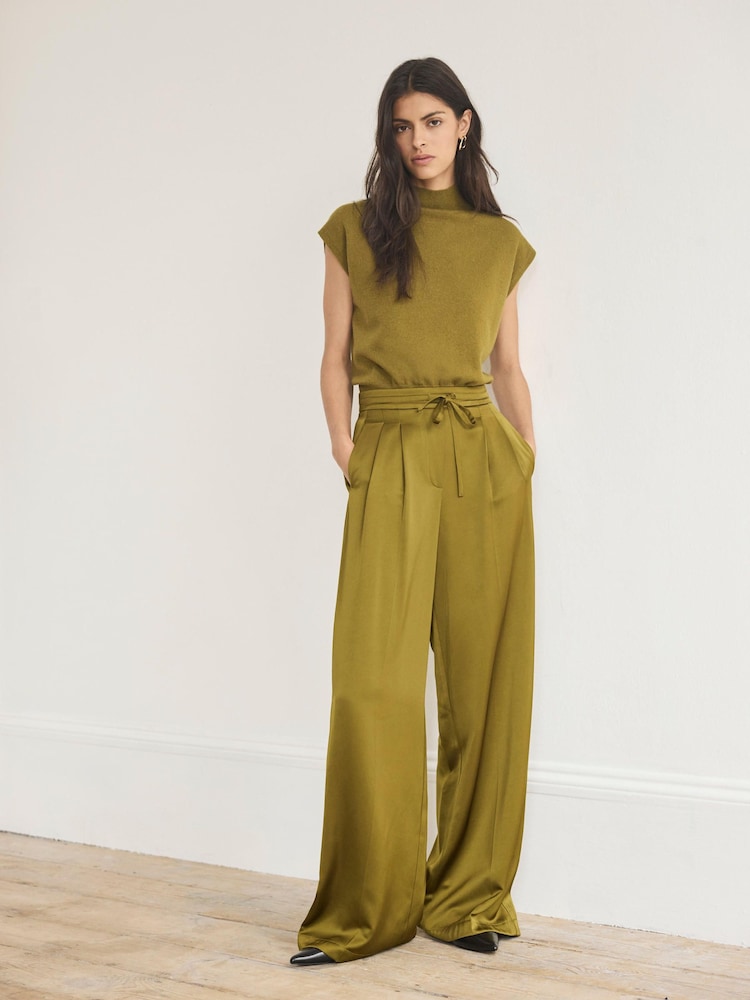 Grün - Mint Velvet Wide-Leg-Hose aus Satin - Bild 1 von 8