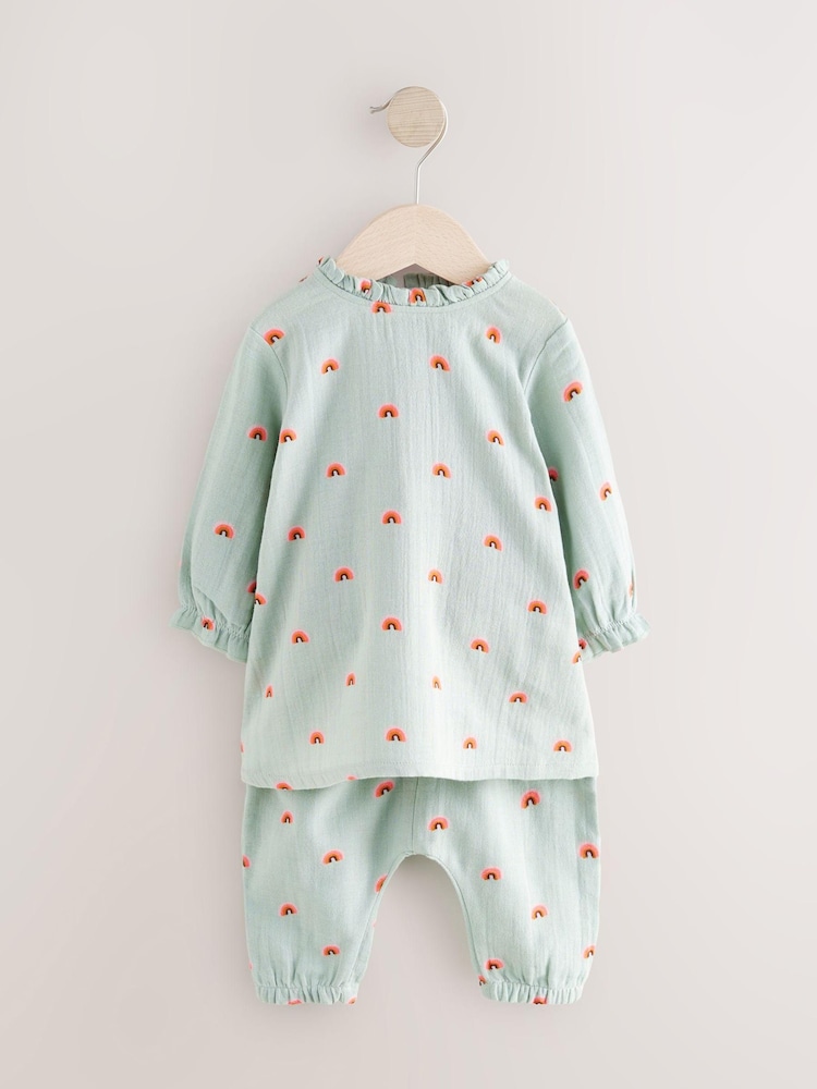 Mint Green 100% Cotton Top & Leggings Set 2 Piece - Image 7 of 7