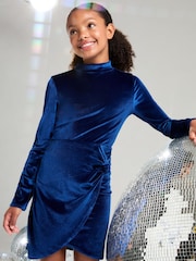 Lipsy Blue Velvet Party Dress (5-16yrs) - Image 1 of 4
