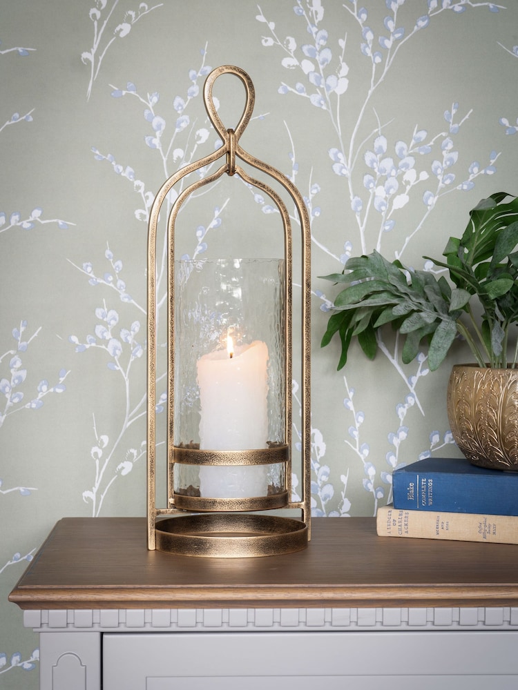 Laura Ashley Aged Gold Loop Hurricane Candle Holder - Image 1 of 5